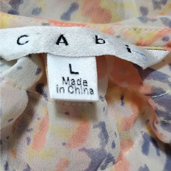 Cabi Orange & Purple Flashback Semi Sheer Blouse 837 - Picture 3 of 5
